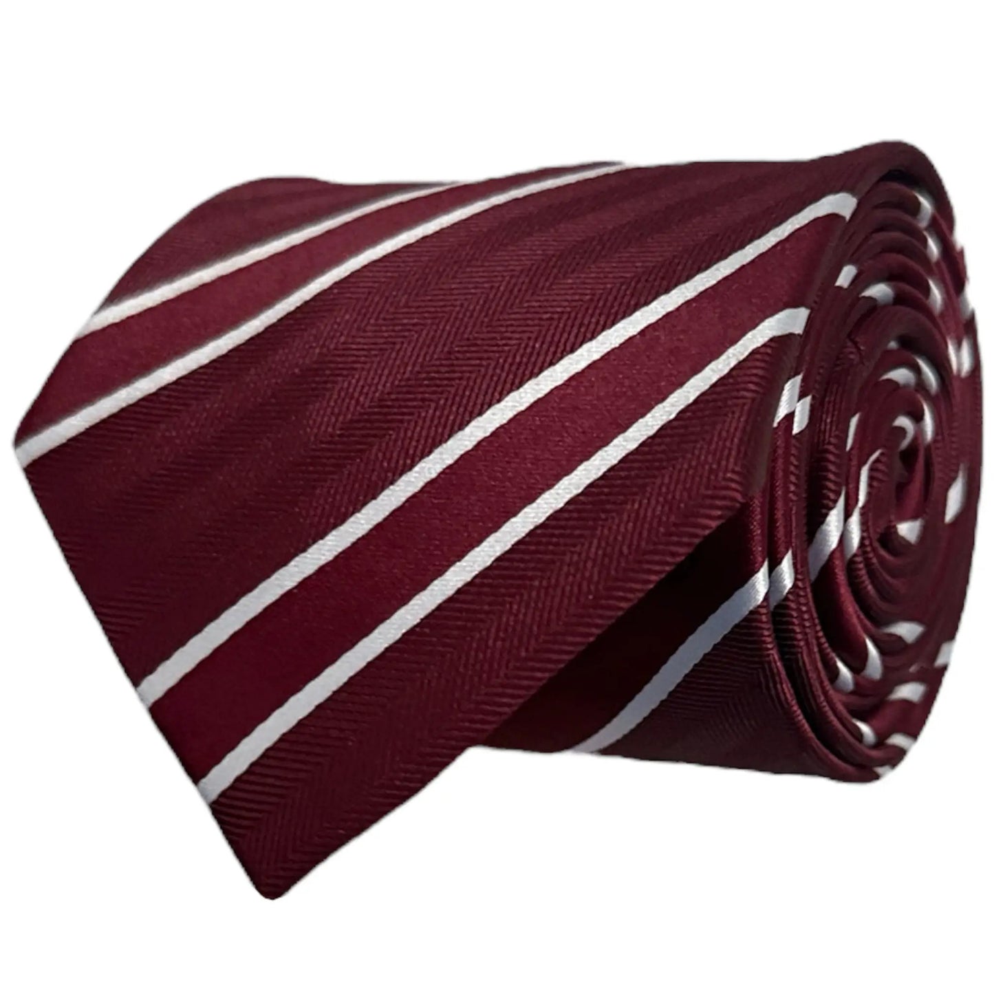 Burgundy & White Stripe Tie - Charleston Edit by OFL Ties