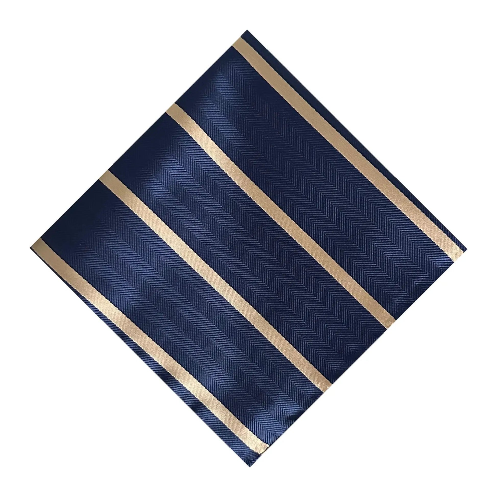 Navy Blue & Caramel Stripe Pocket Square - Hawksmoor Edit by OFL Ties