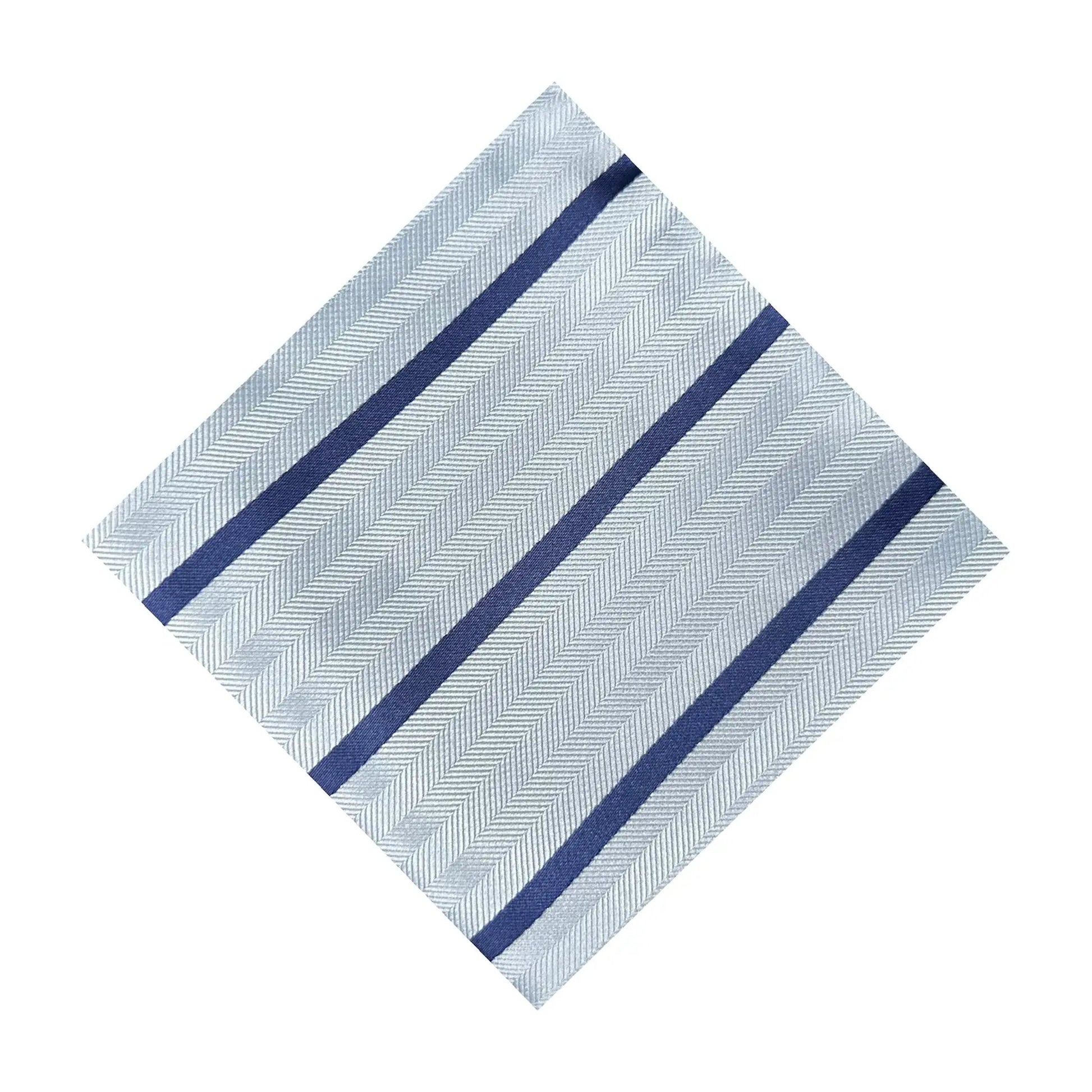 Light Blue & Navy Blue Stripe Pocket Square - Hawksmoor Edit by OFL Ties