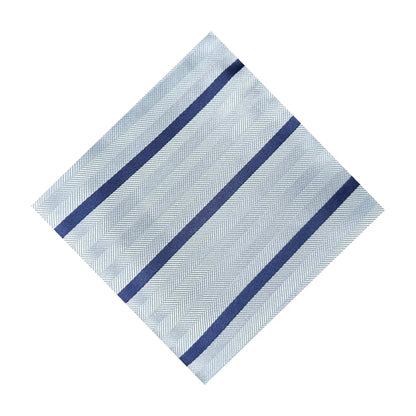 Light Blue & Navy Blue Stripe Pocket Square - Hawksmoor Edit by OFL Ties