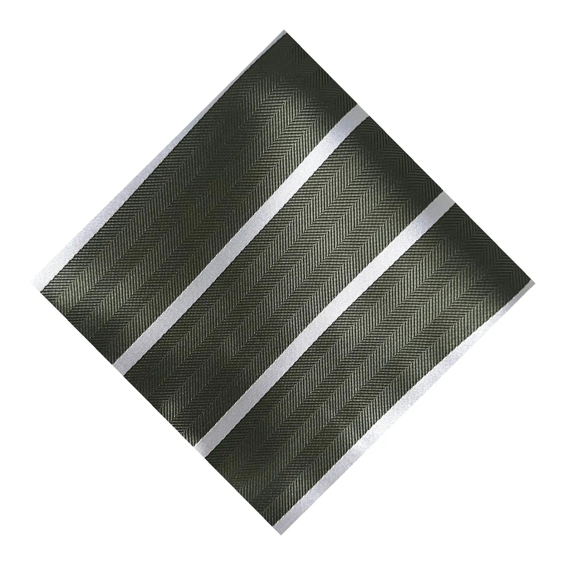 Khaki & White Stripe Pocket Square - Hawksmoor Edit by OFL Ties