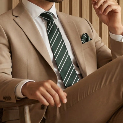 Forest Green & White Stripe Pocket Square - Charleston Edit by OFL Ties