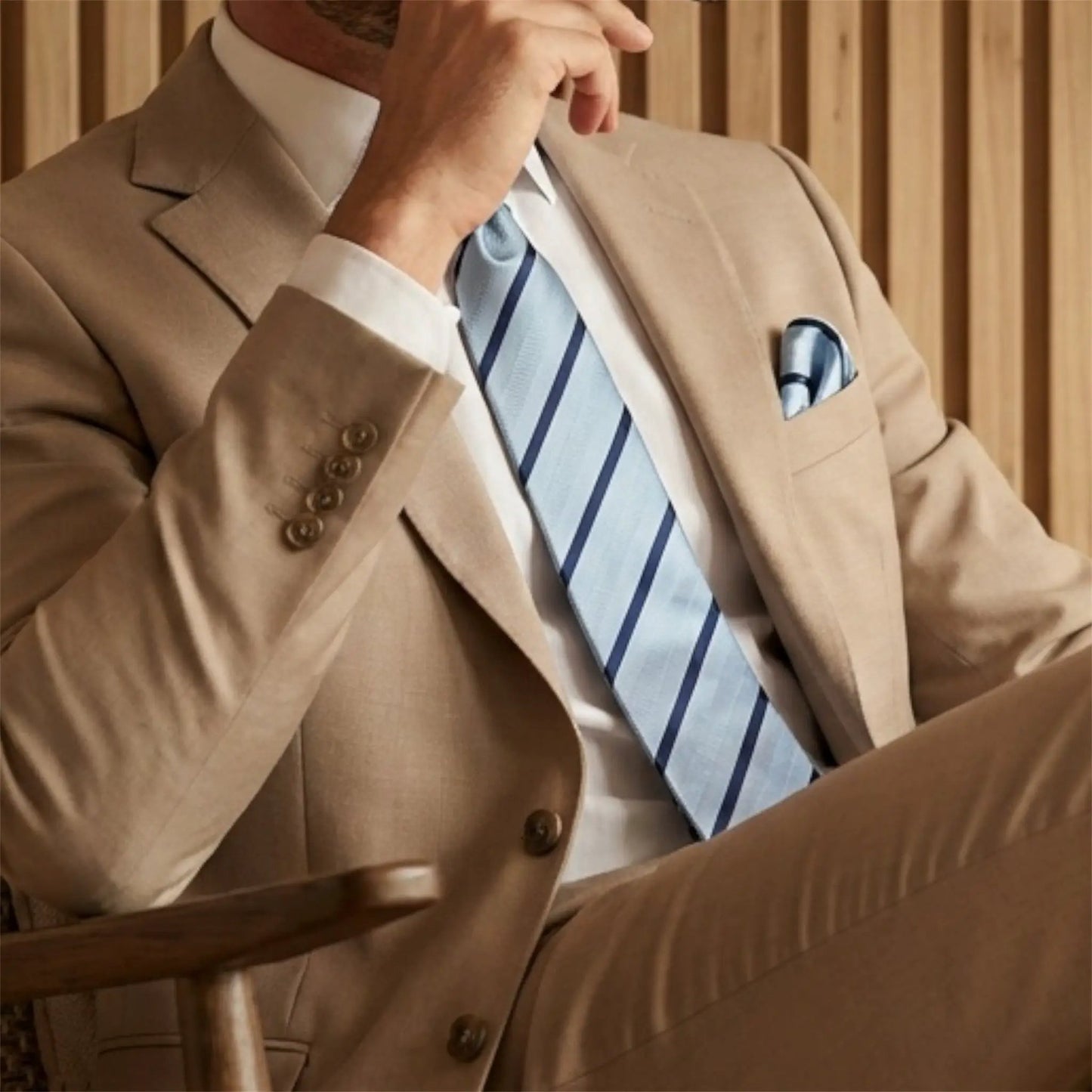 Light Blue & Navy Blue Stripe Tie - Hawksmoor Edit by OFL Ties