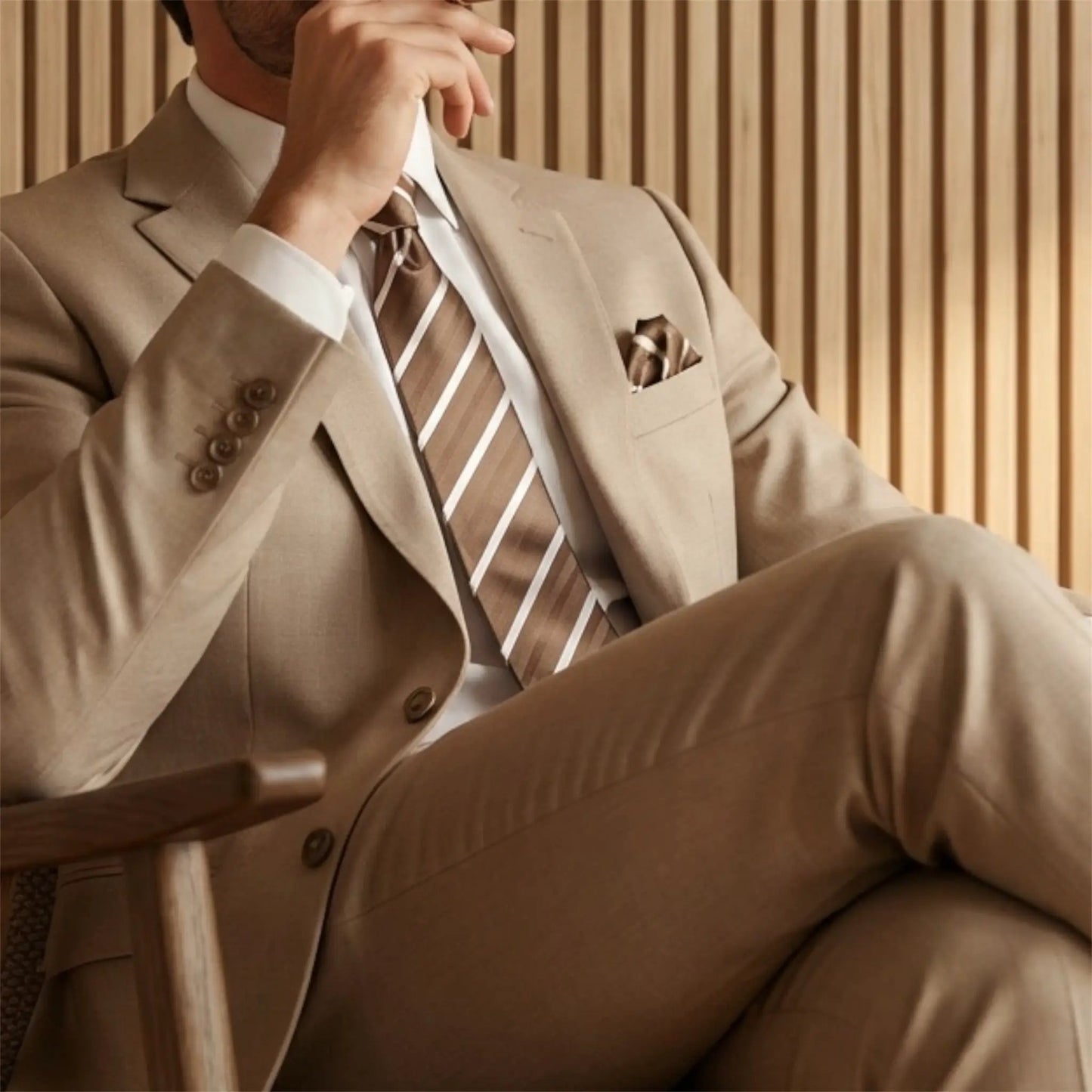 Mocha & White Stripe Tie - Hawksmoor Edit by OFL Ties