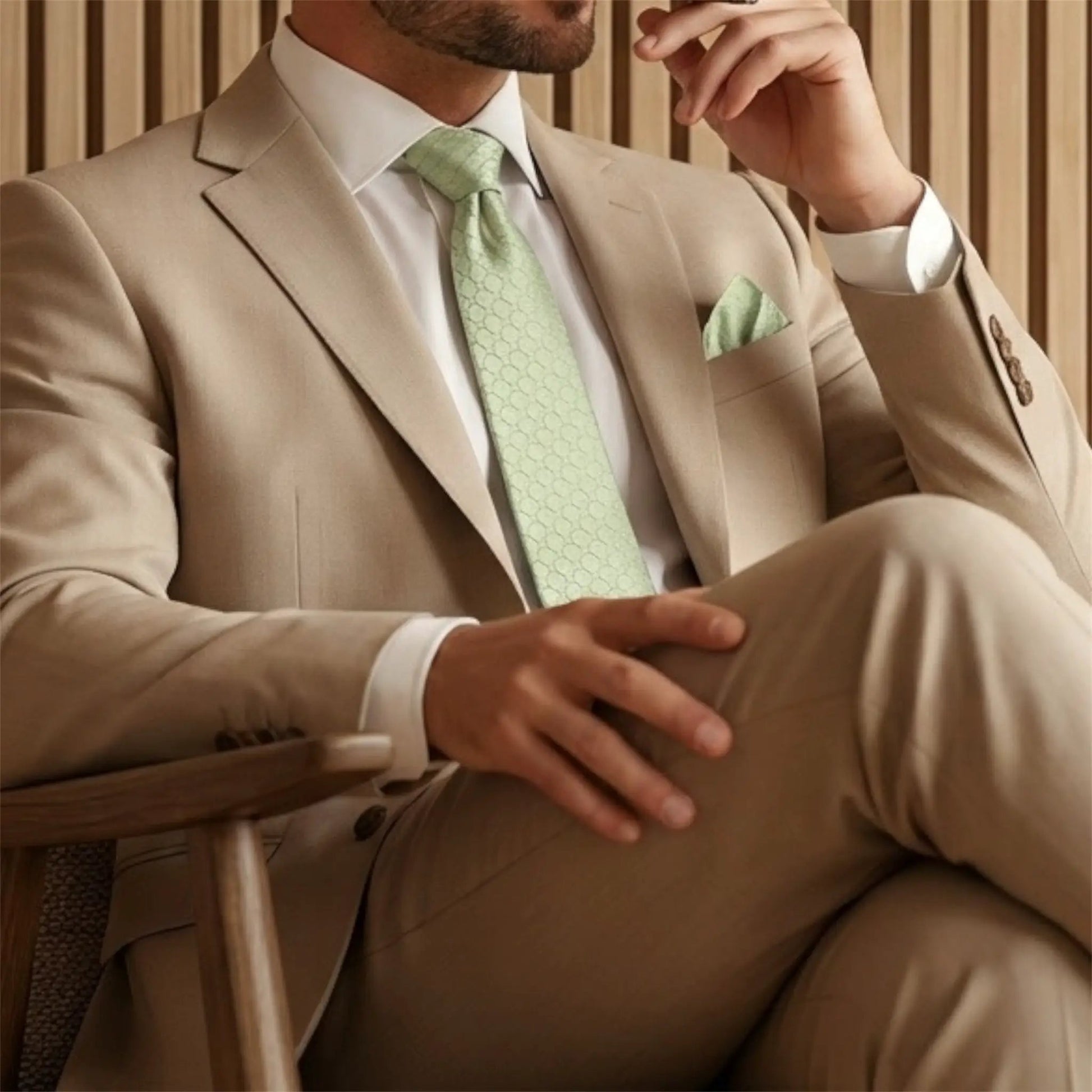 Sage Green Textured Tie by OFL Ties
