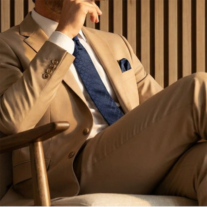 Navy Midnight Blue Textured Pocket Square by OFL Ties