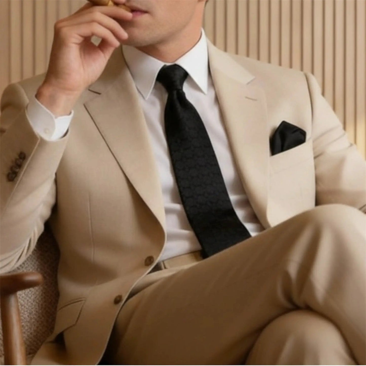 Black Noir Textured Pocket Square by OFL Ties
