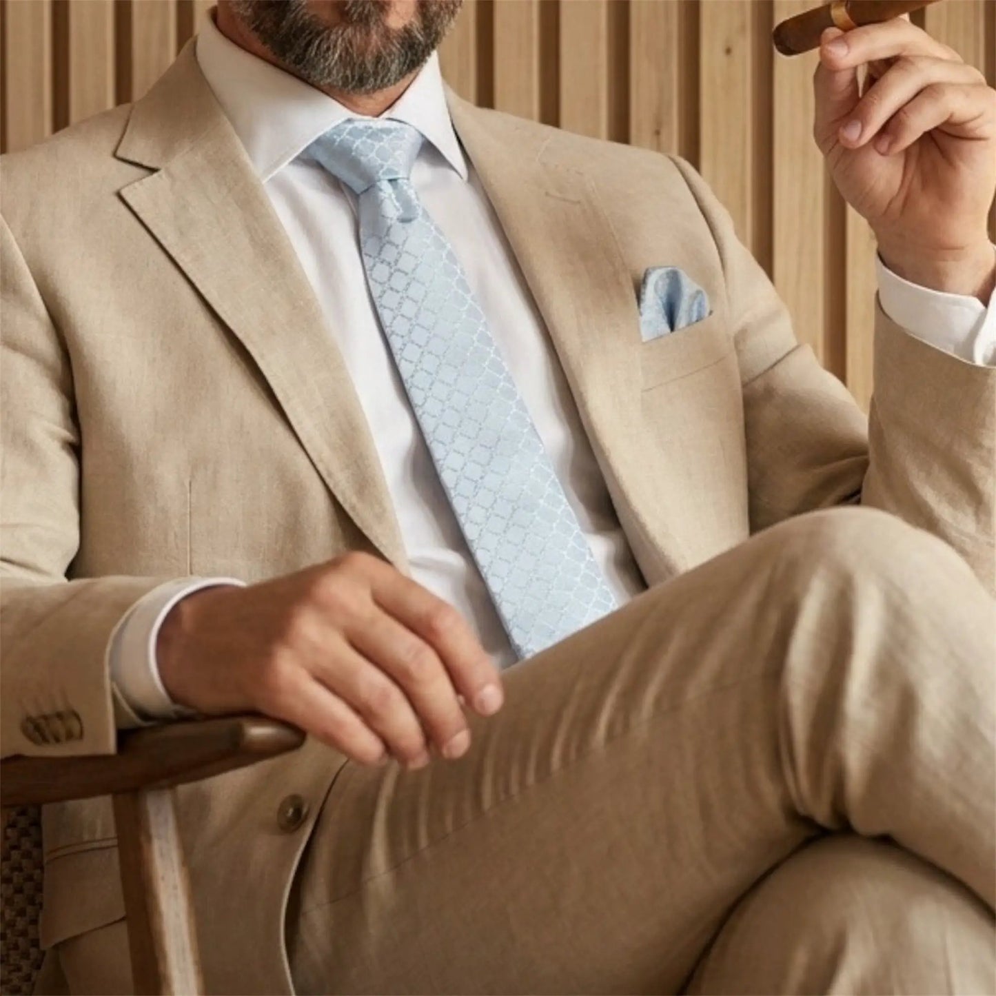 Light Blue Textured Pocket Square by OFL Ties