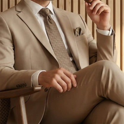 Dark Beige Textured Tie by OFL Ties
