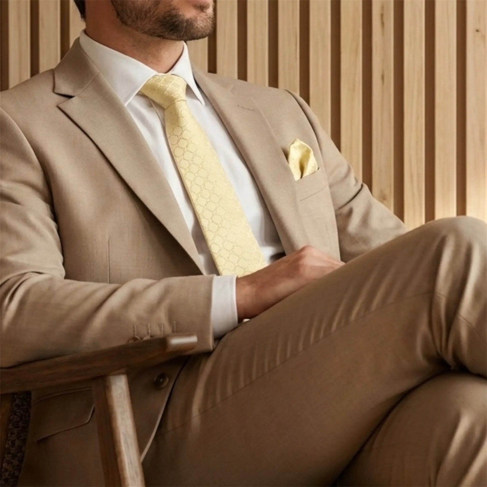 Champagne Textured Pocket Square by OFL Ties