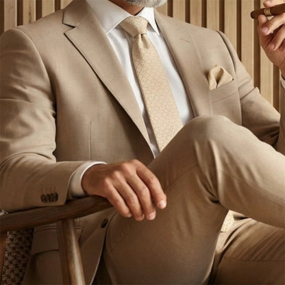 Beige Textured Tie by OFL Ties