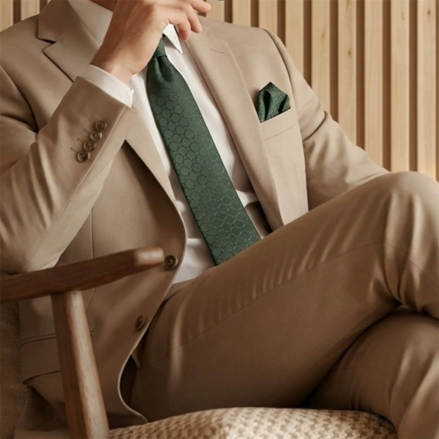 Forest Green Textured Pocket Square by OFL Ties