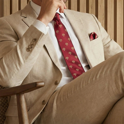Tree Pocket Square Red & Gold by OFL Ties