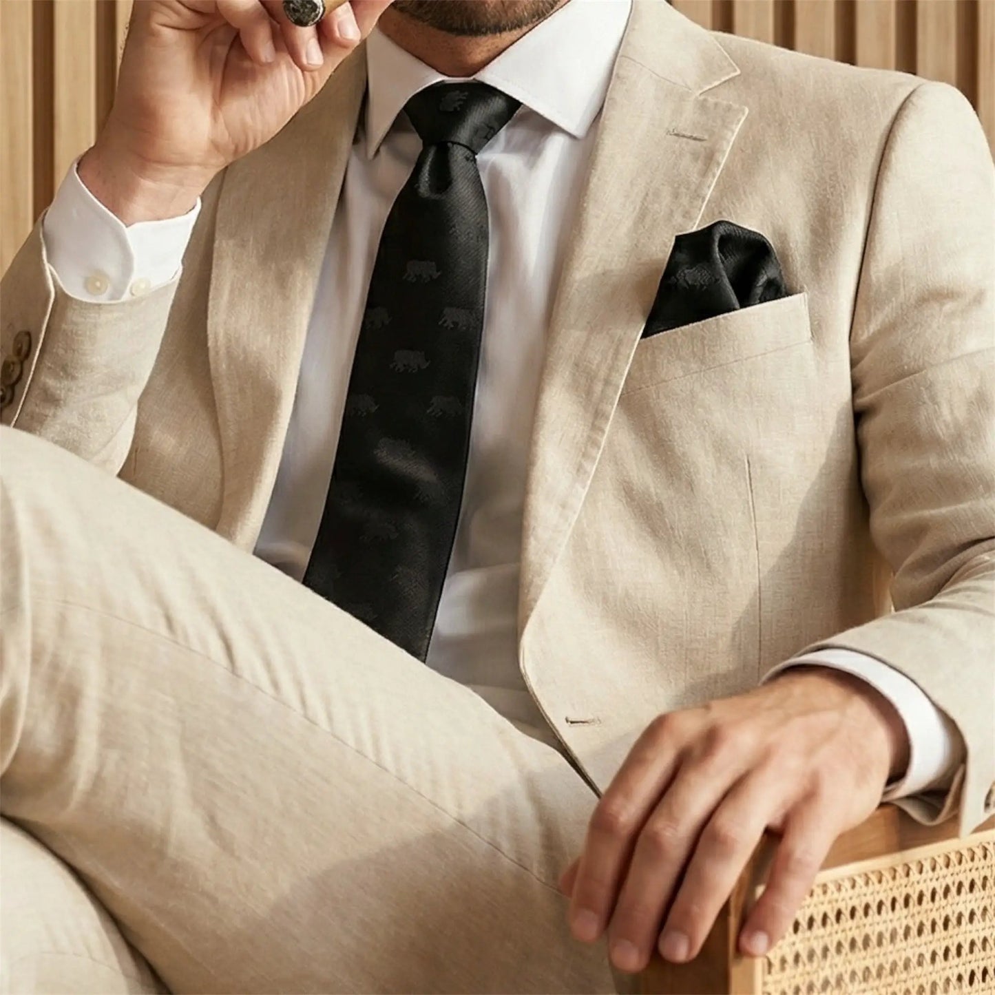 Black Rhino Pocket Square by OFL Ties
