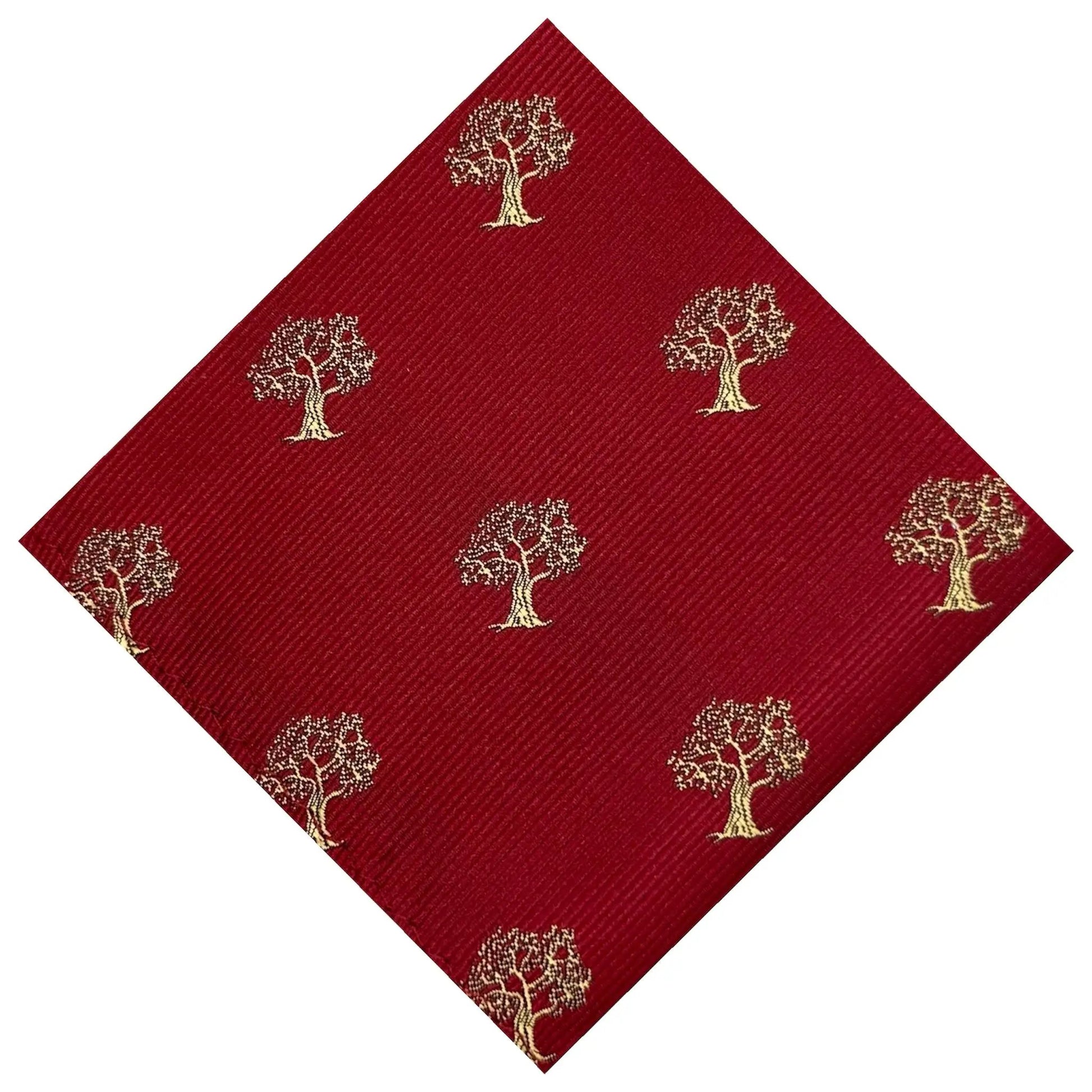 Tree Pocket Square Red & Gold by OFL Ties