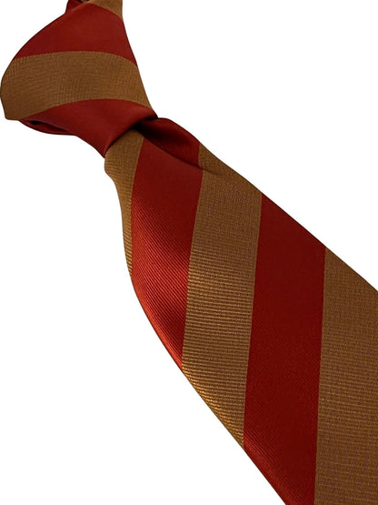 Light Chocolate Brown Maroon Red Barber Striped Tie - Handmade Craftsmanship for Timeless Professional Style by Frederick Thomas Handmade Mens Ties