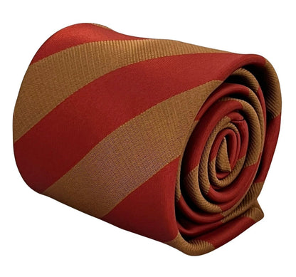 Light Chocolate Brown Maroon Red Barber Striped Tie - Handmade Craftsmanship for Timeless Professional Style by Frederick Thomas Handmade Mens Ties