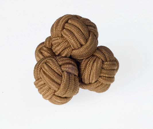 Beige Knots Cufflinks by Ringhart Shirting Fabrics by Ringhart Shirting Fabrics