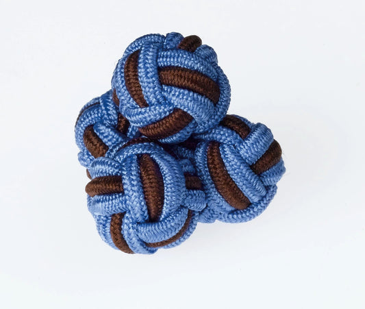 Blue and Brown Knot Cufflinks by Ringhart Shirting Fabrics by Ringhart Shirting Fabrics