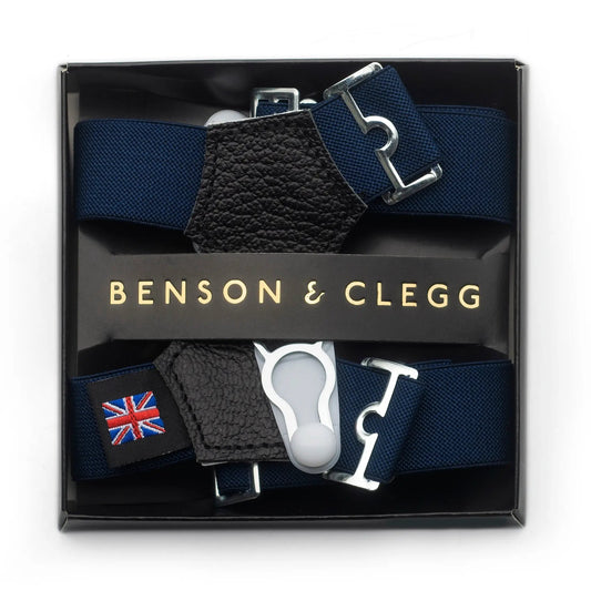 Sock Suspenders In Navy by Benson & Clegg