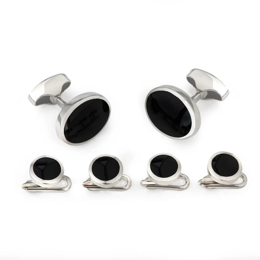 Classic Sterling Silver And Onyx Dress Set by Benson & Clegg