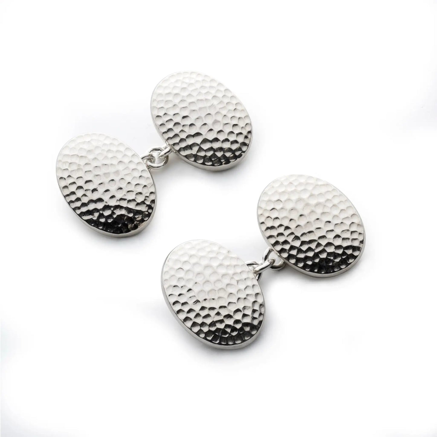 Hammered Cufflinks In Sterling Silver by Benson & Clegg