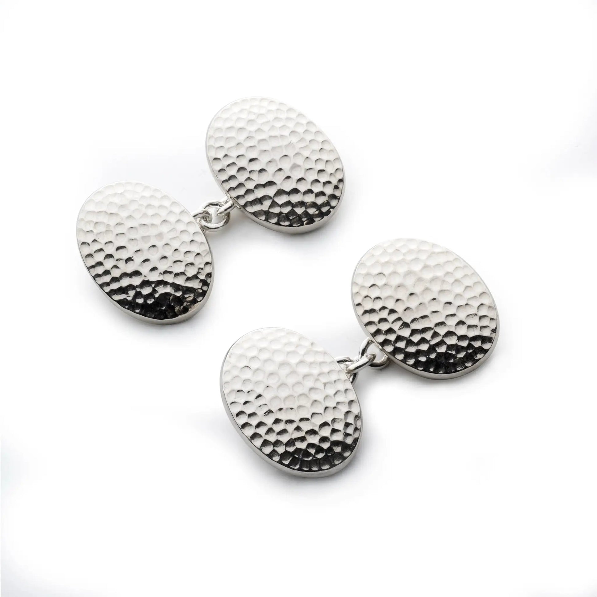 Hammered Cufflinks In Sterling Silver by Benson & Clegg
