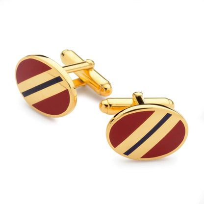 Benson And Clegg Stripe Cufflinks In Red And Navy Vitreous Enamel - Hand Finished Luxury Made In England by Benson & Clegg