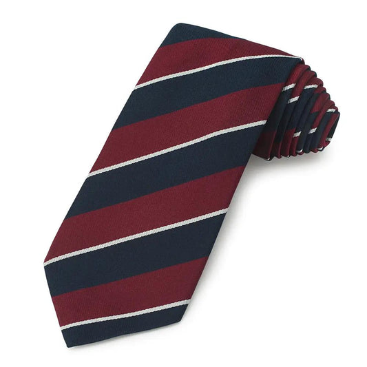 1st The Queen's Dragoon Guards Three-Fold Silk Reppe Tie by Benson & Clegg