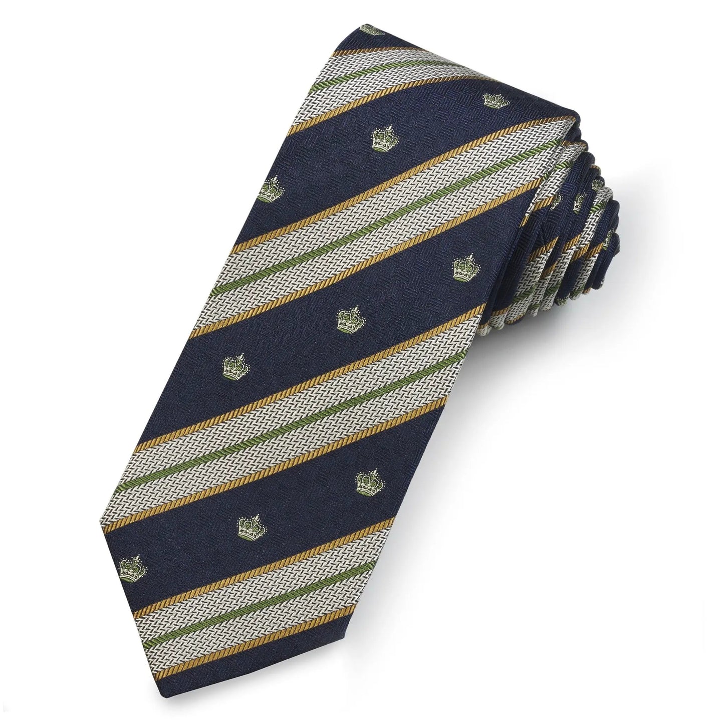 Crown In Green Silk Reppe Tie by Benson & Clegg