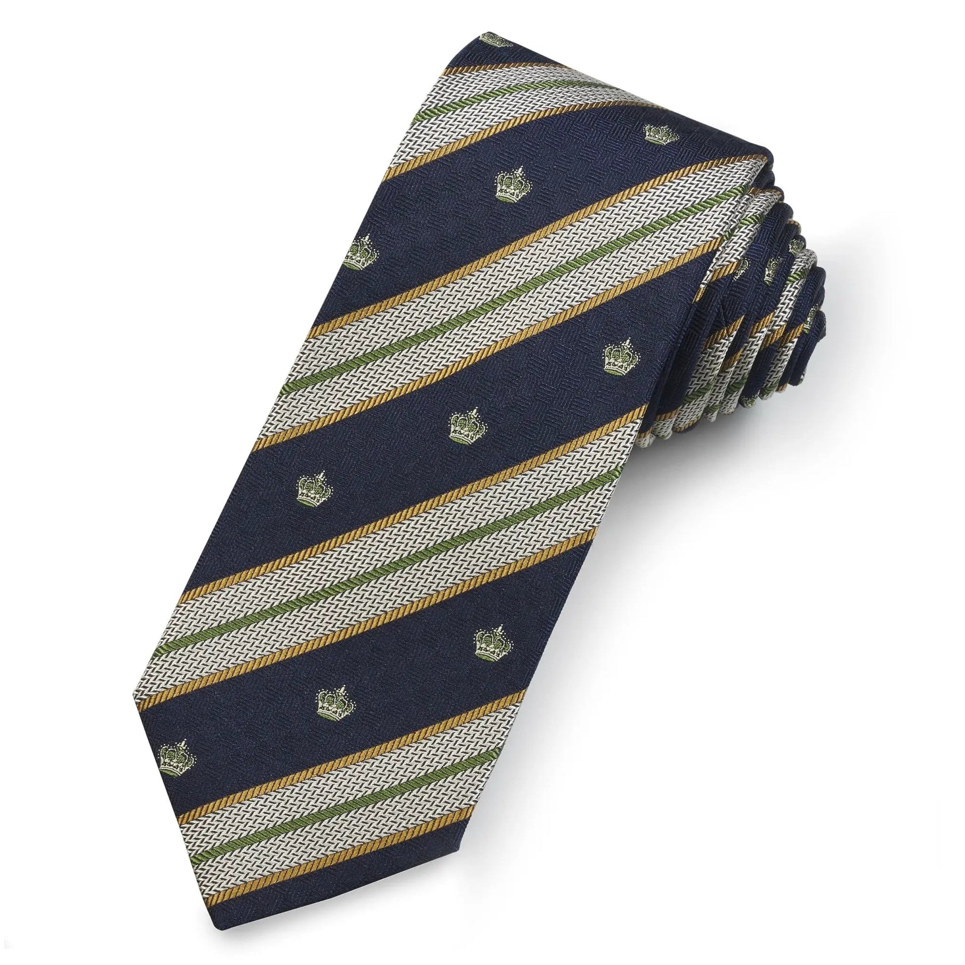 Crown In Green Silk Reppe Tie by Benson & Clegg