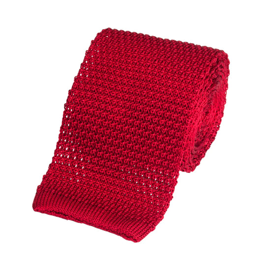 Knitted Silk Tie In Red by Benson & Clegg