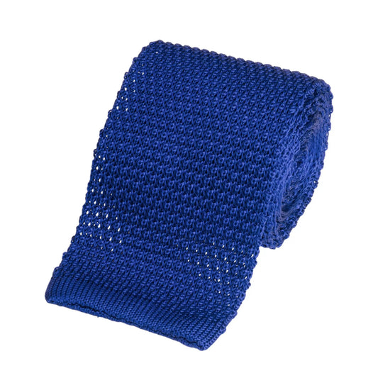 Knitted Silk Tie In Royal Blue by Benson & Clegg