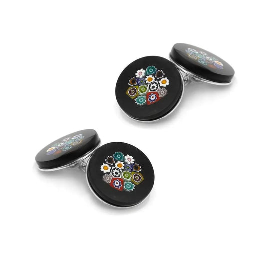 Murano Glass 'Notte Fiorita' Cufflinks With Sterling Silver by Benson & Clegg