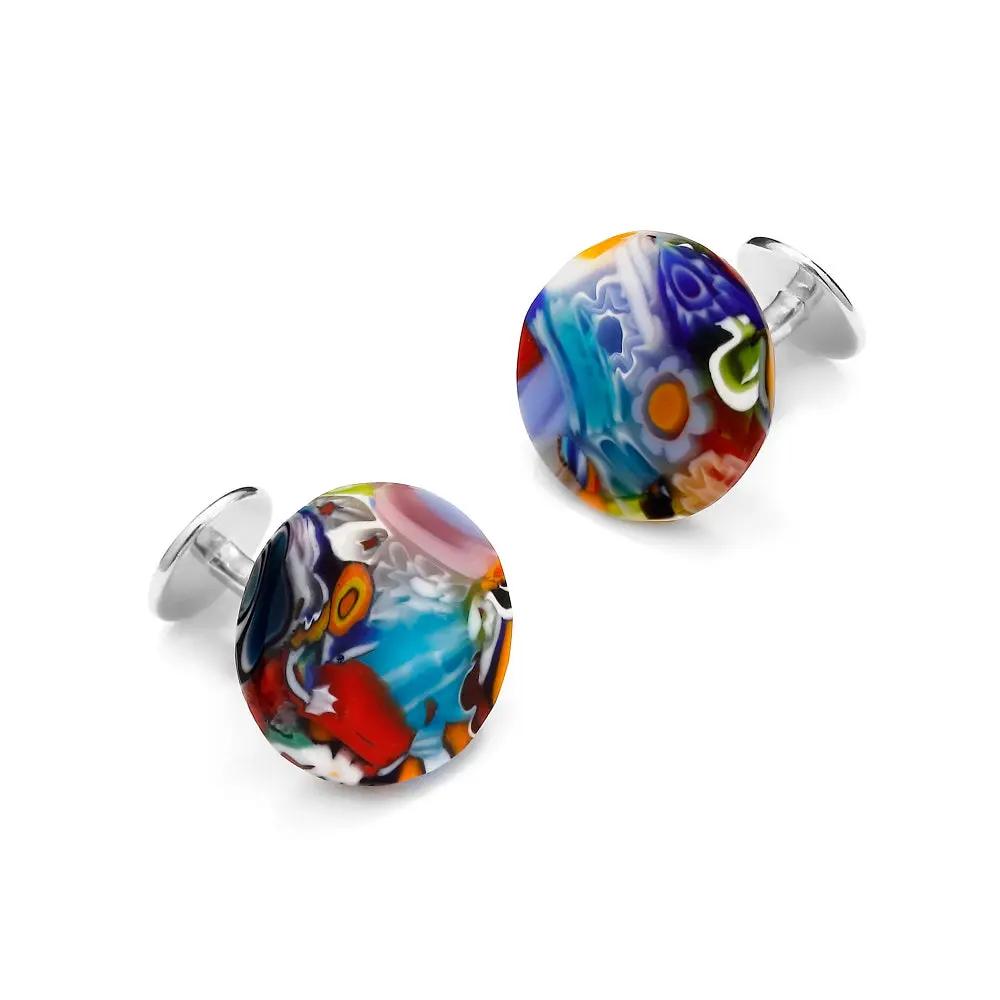 Murano Glass 'Carnivale' Cufflinks With Sterling Silver by Benson & Clegg