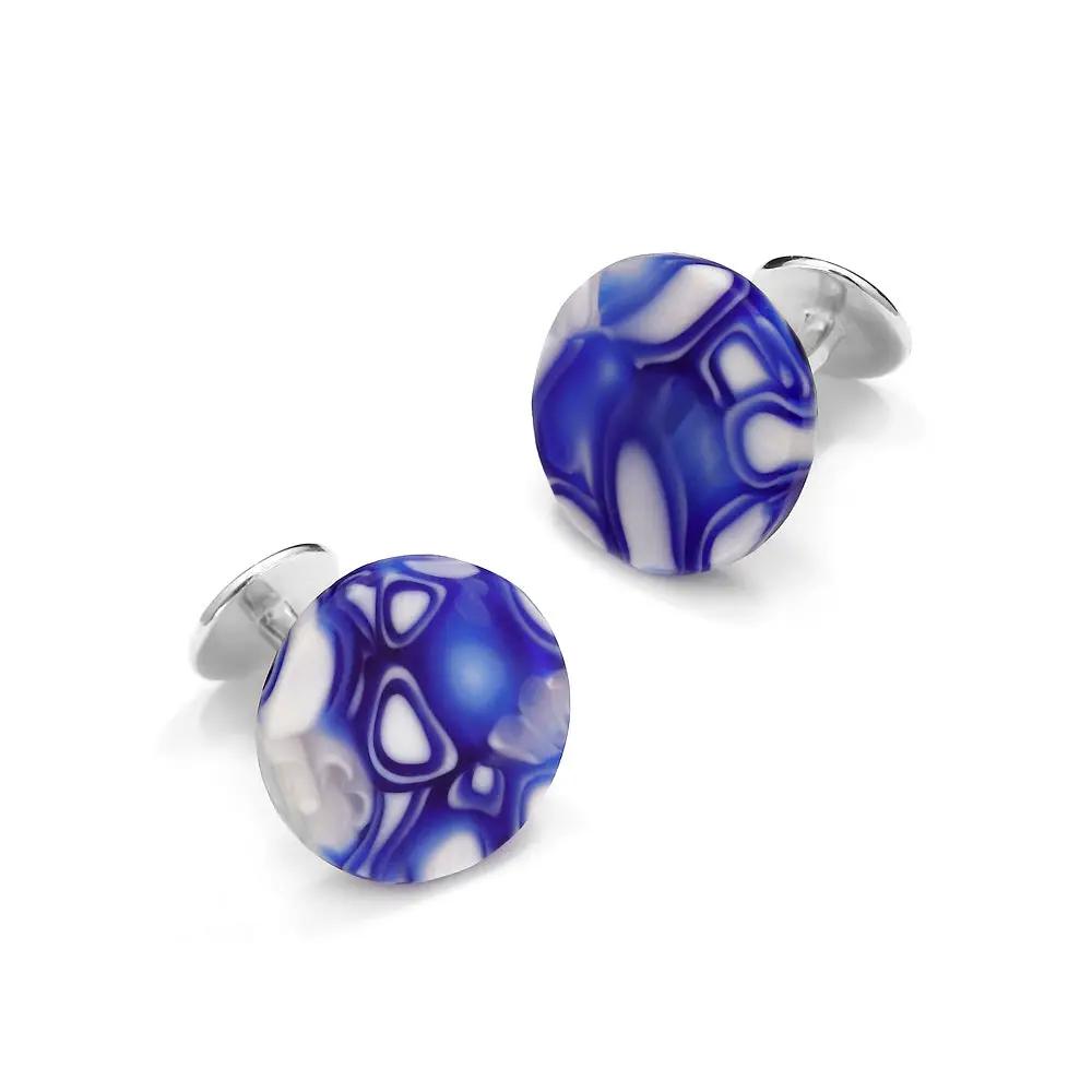 Murano Glass 'Oceano' Cufflinks With Sterling Silver by Benson & Clegg