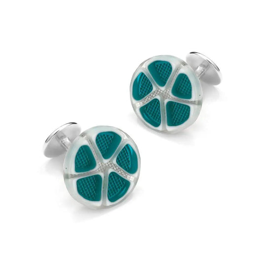 Murano Glass 'Laguna Verde' Cufflinks With Sterling Silver by Benson & Clegg