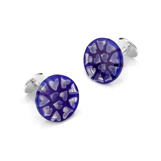 Murano Glass 'Amore' Cufflinks With Sterling Silver by Benson & Clegg
