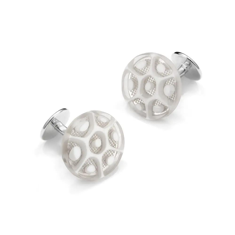 Murano Glass 'Vetro Bianco' Cufflinks With Sterling Silver by Benson & Clegg