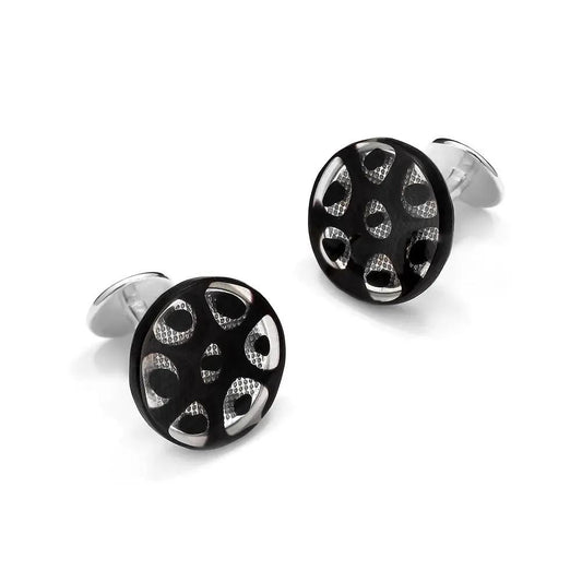 Murano Glass 'Onyx Cellulare' Cufflinks With Sterling Silver by Benson & Clegg