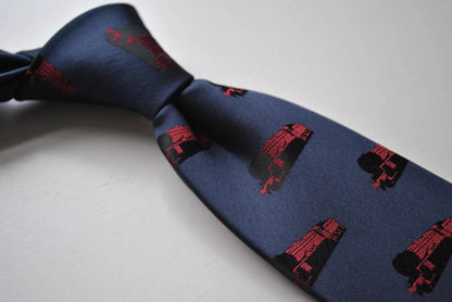 grey/blue tie with train design by Frederick Thomas Handmade Mens Ties