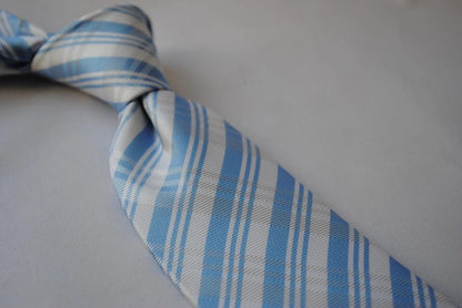 blue and white check design tie by Frederick Thomas Handmade Mens Ties