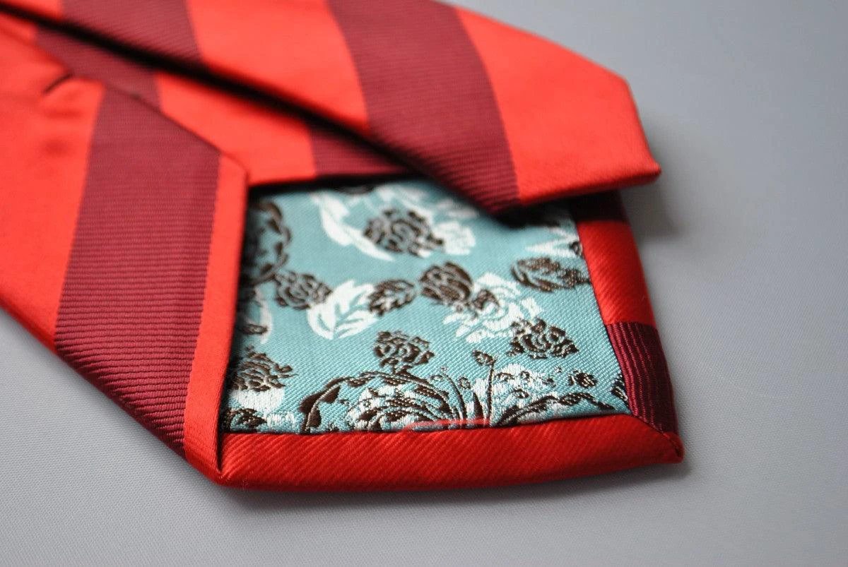 dark and bright red barber striped tie by Frederick Thomas Handmade Mens Ties