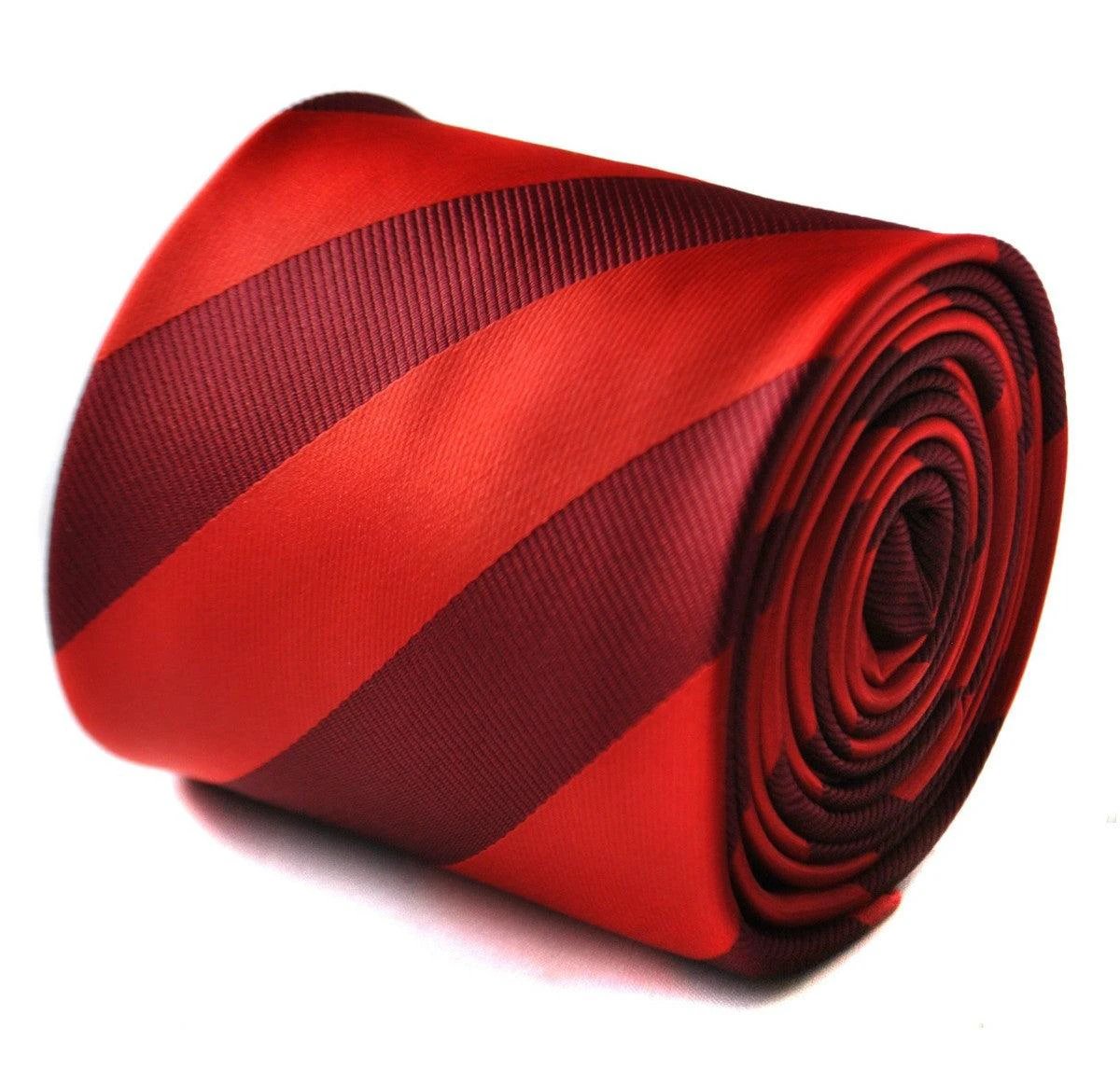 dark and bright red barber striped tie by Frederick Thomas Handmade Mens Ties