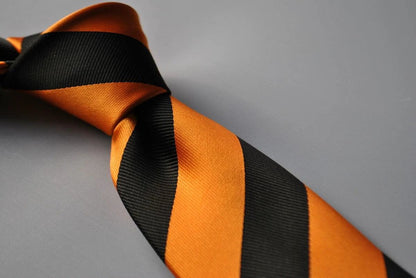 burnt orange and black barber striped tie by Frederick Thomas Handmade Mens Ties