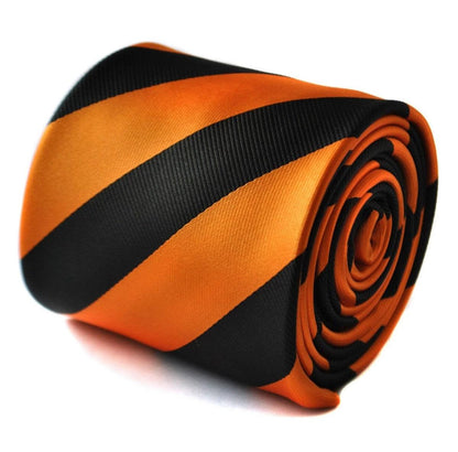 burnt orange and black barber striped tie by Frederick Thomas Handmade Mens Ties