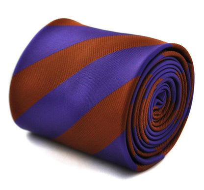 cadbury purple and chocolate brown striped tie by Frederick Thomas Handmade Mens Ties