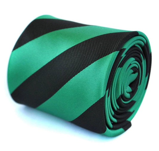 green and black barber striped tie by Frederick Thomas Handmade Mens Ties