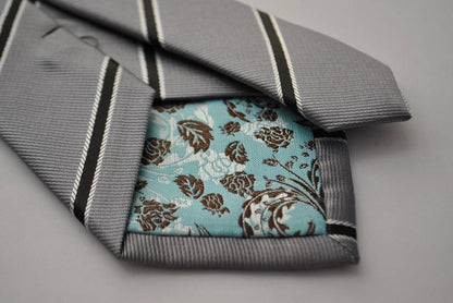 grey and black club striped tie by Frederick Thomas Handmade Mens Ties