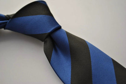 black and dark blue barber striped tie by Frederick Thomas Handmade Mens Ties